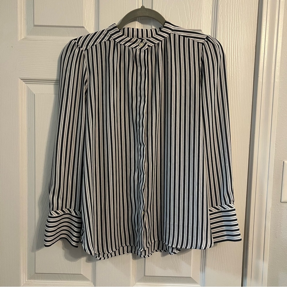 LOFT Black and White Striped Top Small Petite